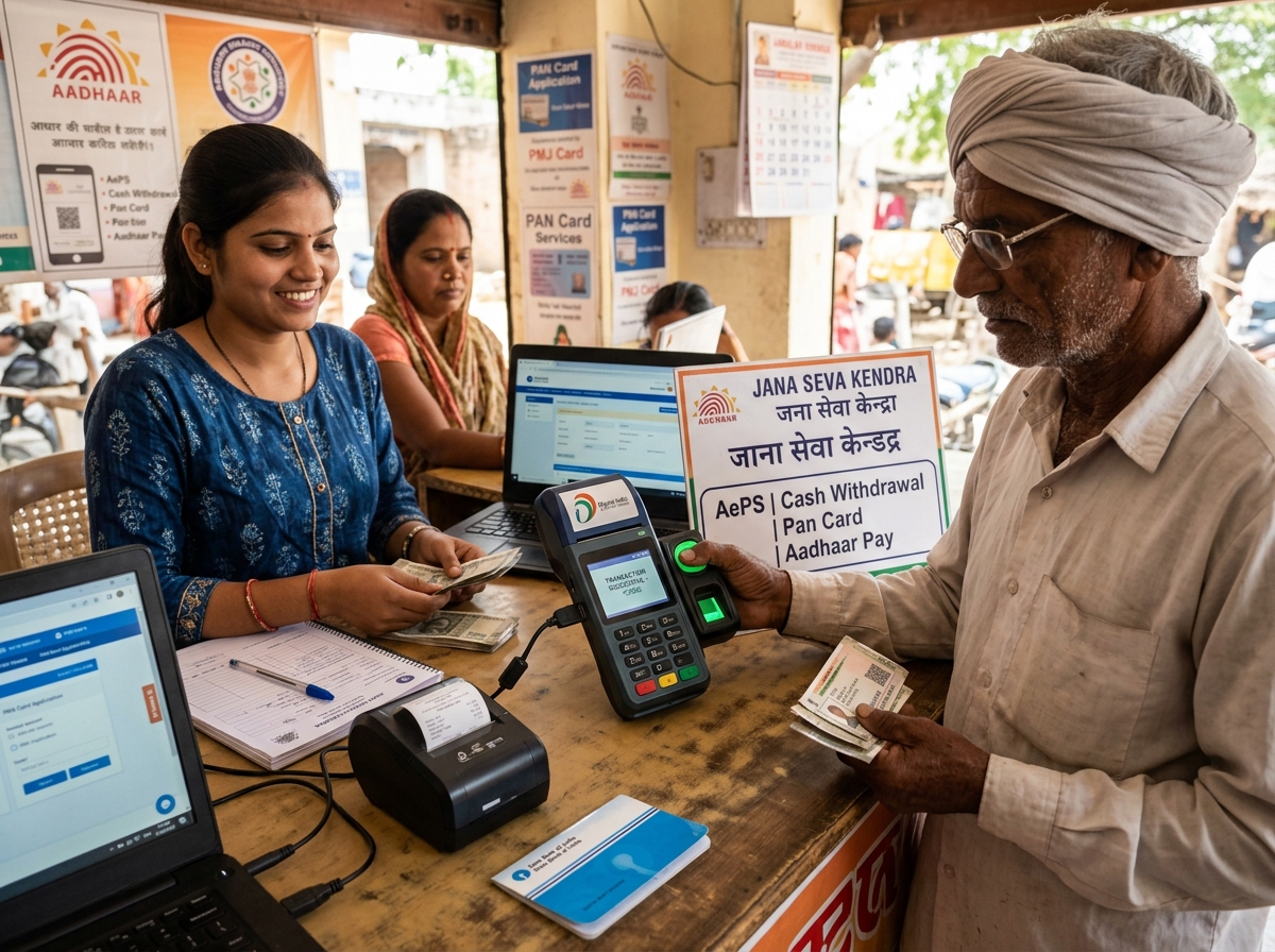 AePS Cash Withdrawal Counter at Bhikari Jana Seva Kendra