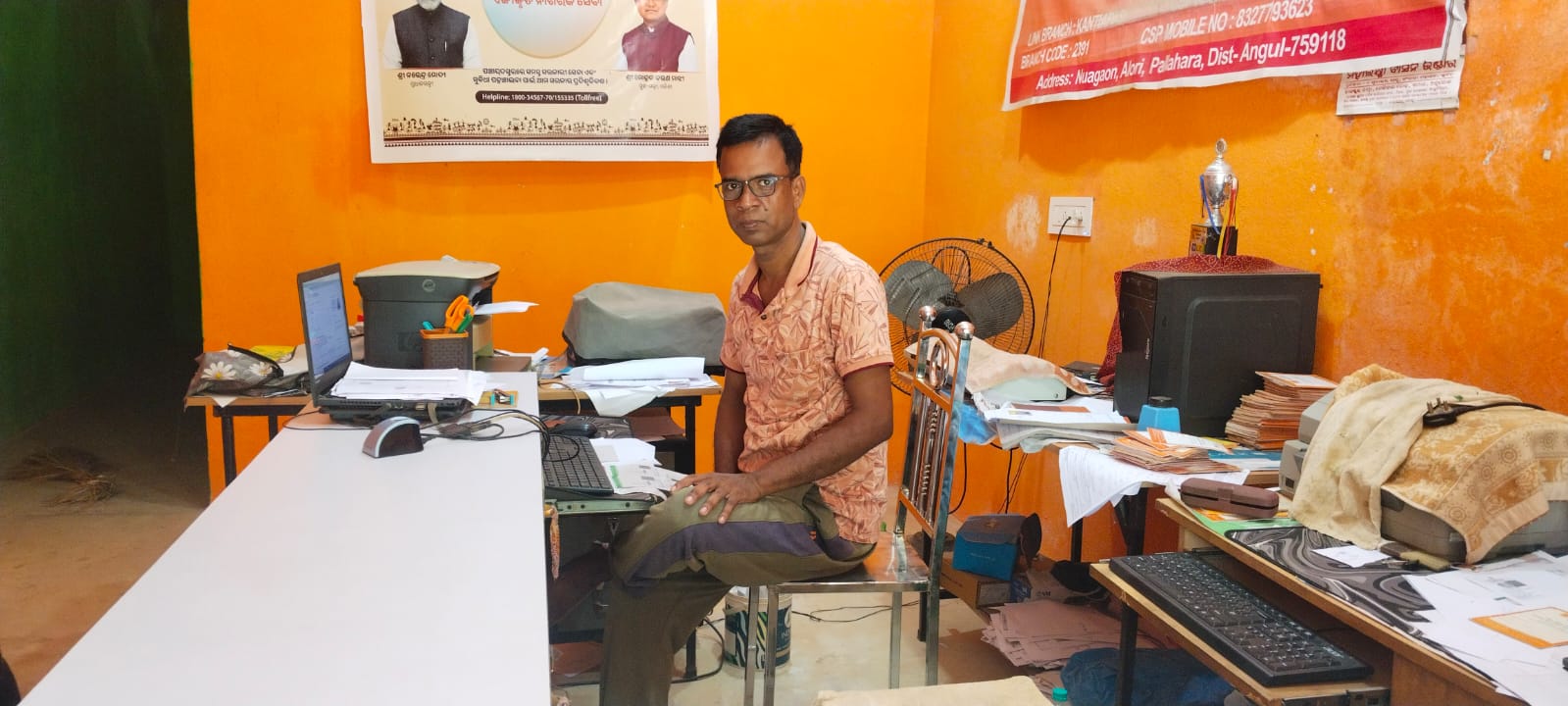 Sri Bhikari Charan Jena at Work Station